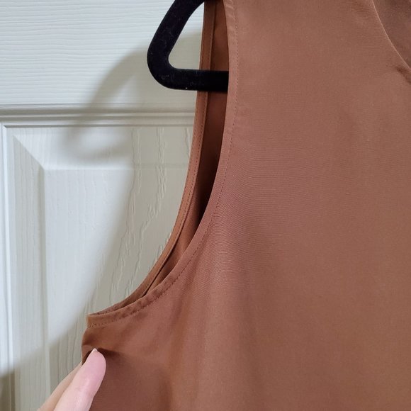 NWT Notations Caramel Brown Sleeveless Blouse Size Large - Picture 2 of 7